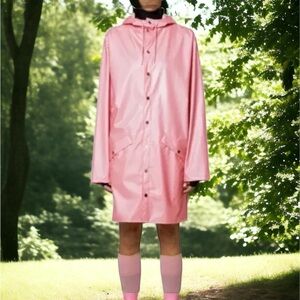 RAINS Pink Hooded Raincoat (RAINS3)
